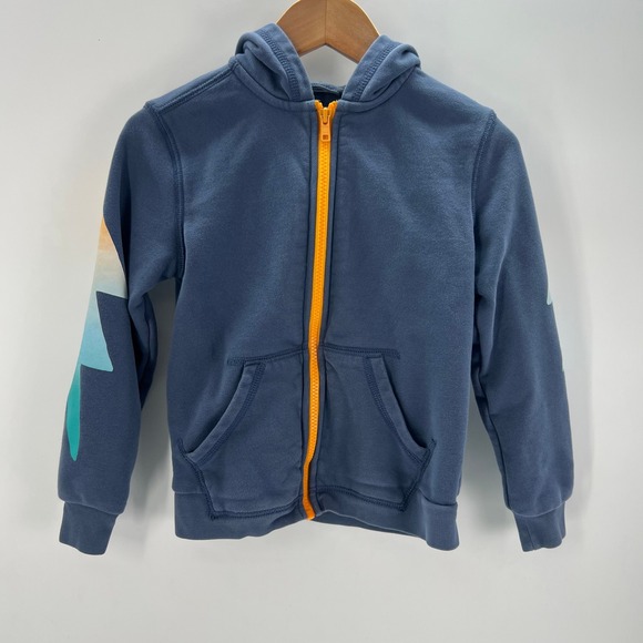 Tea Collection Other - Tea Collection Boys Blue Lightning Bolt Full Zip Hoodie Orange Zipper Size 6